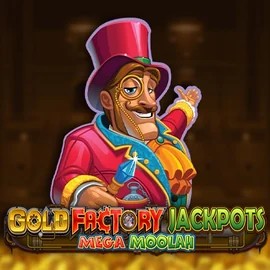 Gold Factory Jackpots Mega Moolah casino game by Aurum Signature Studios – featured logo at Lucky Block Casino